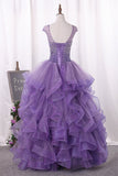 Tulle Quinceanera Dresses Ball Gown Scoop Beaded