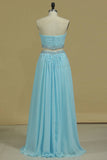 Two Pieces Sweetheart Prom Dresses Chiffon With Beads And Ruffles A