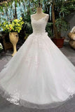 Fantastic Wedding Dresses Floor Length Lace Up Straps With Appliques And