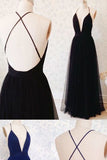 New Arrival V Neck Tulle With A-Line Prom Dresses Zipper