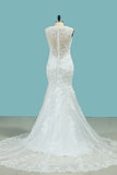 New Arrival V Neck Wedding Dresses Tulle Mermaid With Applique And