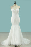 Mermaid Sweetheart Wedding Dresses Lace With Applique Court Train