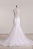 New Arrival V Neck Tulle With Applique Wedding Dresses