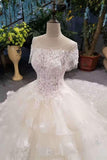 New Arrival Wedding Dresses Lace Up Scoop Neck With Appliques And