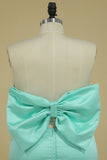 Prom Dresses Strapless Mermaid Satin With Bow Knot Plus