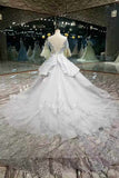 New Arrival Scoop Neck Wedding Dresses V-Back With Appliques And Handmade