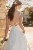 New Arrival Scoop Wedding Dresses A Line With Applique Open