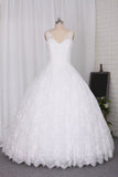 New Wedding Dress Ball Gown Spaghetti Straps Floor-Length Lace Zipper