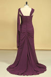 Straps Mother Of The Bride Dresses Chiffon With Beading And Ruffles