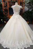 Hot SellingFloor Length Lace Up Wedding Dresses With Appliques And