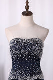 Mermaid Sweetheart Prom Dresses Tulle With Beads And Rhinestones Sweep