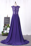 Scoop Prom Dresses A Line Chiffon With Ruffles