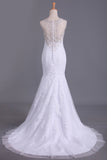 Scoop Wedding Dresses Mermaid/Trumpet Sweep Train Tulle With Applique And