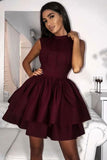 Cute High Neck Short Homecoming Dresses With Tiered