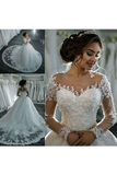 New Arrival Long Sleeves Tulle Wedding Dresses Scoop Neck With