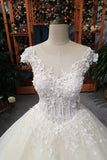 Hot SellingFloor Length Lace Up Wedding Dresses With Appliques And