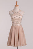Two-Piece Scoop Homecoming Dresses A Line Chiffon With