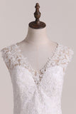 New Arrival V Neck Tulle With Applique Wedding Dresses