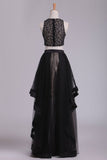 See-Through Prom Dresses Two Pieces Scoop A Line Tulle With