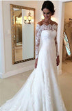 Boat Neck Mermaid Tulle With Applique Wedding Dresses Court