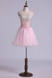 Sweetheart A Line Short/Mini Prom Dress With Full Beaded Bodice
