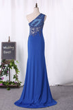 Prom Dresses One Shoulder Mermaid With Applique And Slit