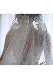 Luxurious Long Sleeves Scoop A Line Lace Wedding Dresses With Pearls Royal