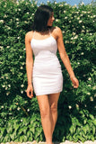 Tie Back Sheath White Homecoming Dress With Split