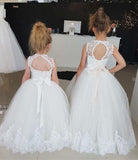 Princess Ivory Flower Girl Dresses with Lace Appliques, Cute Little Girl Dress STA15590