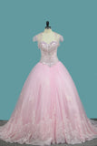 Sweetheart Ball Gown Quinceanera Dresses Applique And Beading