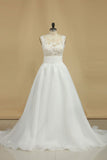 New Arrival Scoop With Applique Organza Wedding Dresses A
