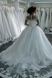 New Arrival Long Sleeves Tulle Wedding Dresses Scoop Neck With