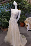 Elegant Prom Dresses Scoop Neck Chiffon Sweep Train A-Line With Beadings Lace
