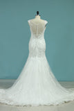 New Arrival Wedding Dresses V Neck Mermaid Tulle With Applique Chapel