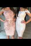 Lace Homecoming Dresses Off The Shoulder Knee-Length With Applique And