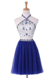 Two-Piece Halter Homecoming Dresses A Line Tulle With