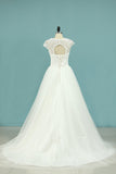 A Line Wedding Dresses Off The Shoulder Tulle With Applique And