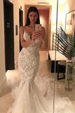 Mermaid Wedding Dresses Spaghetti Straps With Applique And Beads