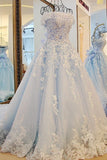 New Arrival Luxury Floral Wedding Dresses A-Line Court Train Tulle With Beads And Bow