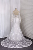 New Arrival Wedding Dresses Tulle Scoop Long Sleeves With Applique