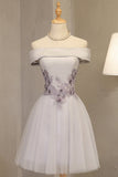 Tulle Boat Neck Homecoming Dresses A Line Tulle