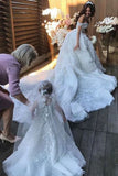 A Line Off The Shoulder Wedding Dresses Tulle With Applique And STAPR88F3G3