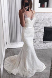 Mermaid Wedding Dresses Straps Tulle Lace High Wedding Gown