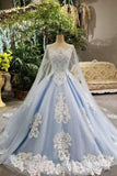 Tulle Tiffany Blue Wedding Dresses Lace Up With Appliques And Beads Scoop