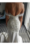 Off Shoulder Lace Appliques Mermaid Wedding Dress With STAPARQXA2C