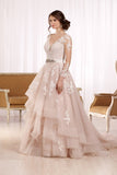 New Arrival V Neck Long Sleeves Tulle With Applique Wedding Dresses A
