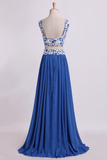 Two Pieces A Line Prom Dresses Chiffon Floor Length With
