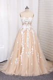 Wedding Dresses A Line Tulle Sweetheart With Applique Court