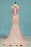 Prom Dresses Scoop See-Through Mermaid Elastic Satin