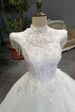 Special Offer Wedding Dresses Tulle Lace Up High Neck With Appliques